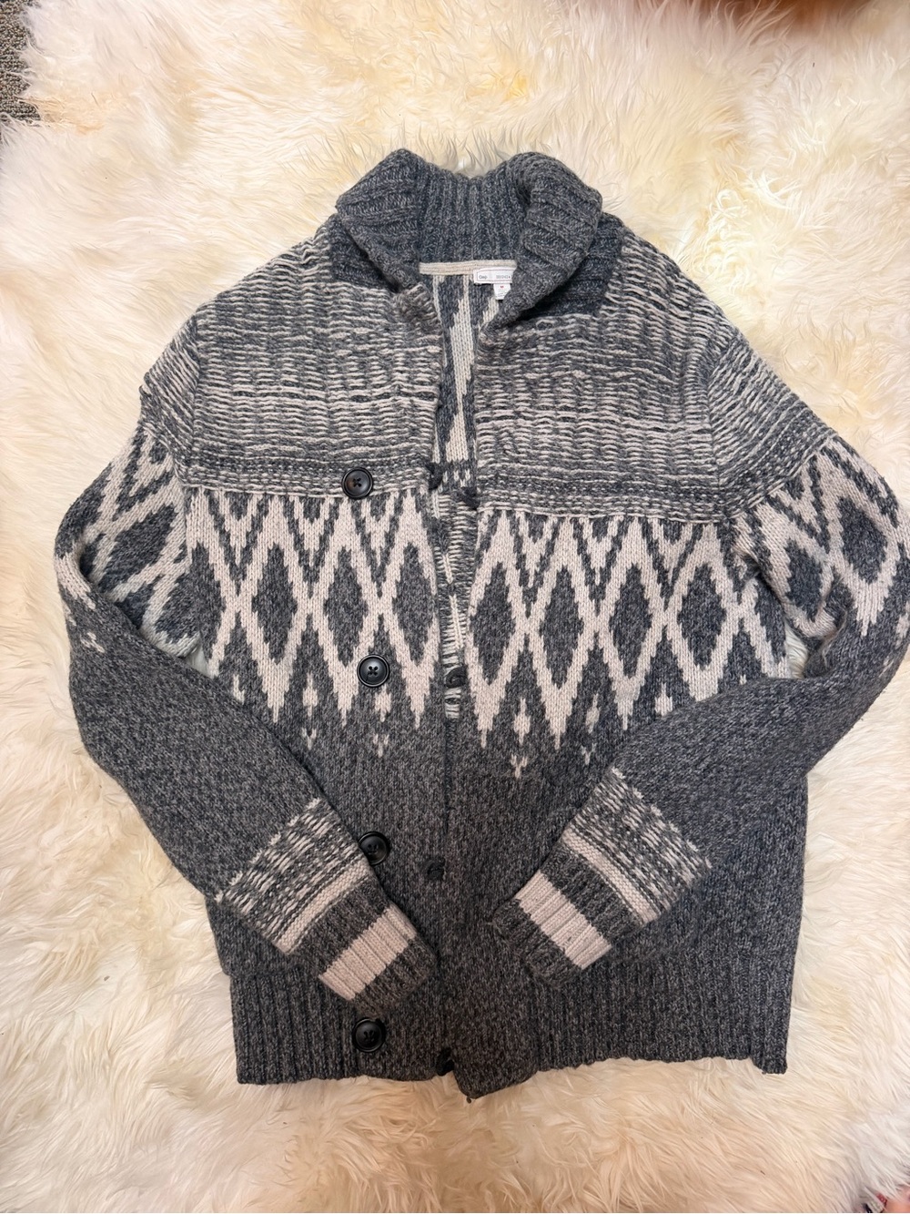Gap Lambswool Blend Southwestern Geometric Shawl Collar Cardigan Sweater M